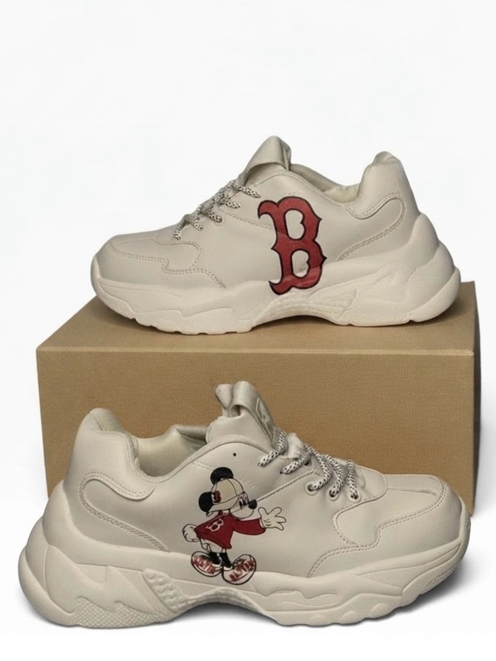 MLB Korea x Disney Mickey Mouse 7.5 Big Ball Chunky Boston Red Sox Sneakers Shoe